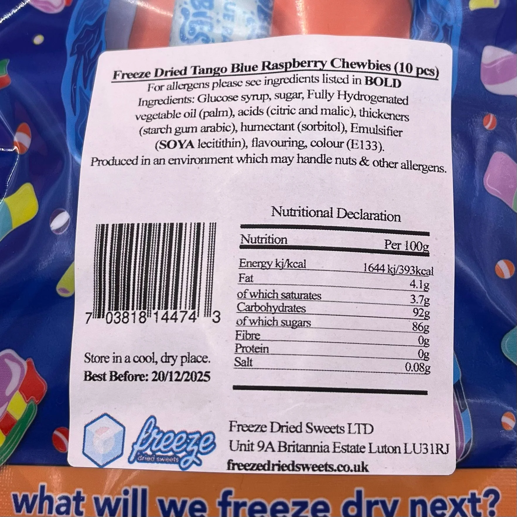 Tango Blue Raspberry Chewbies 10 Pieces - Freeze Dried Sweets - Image 3