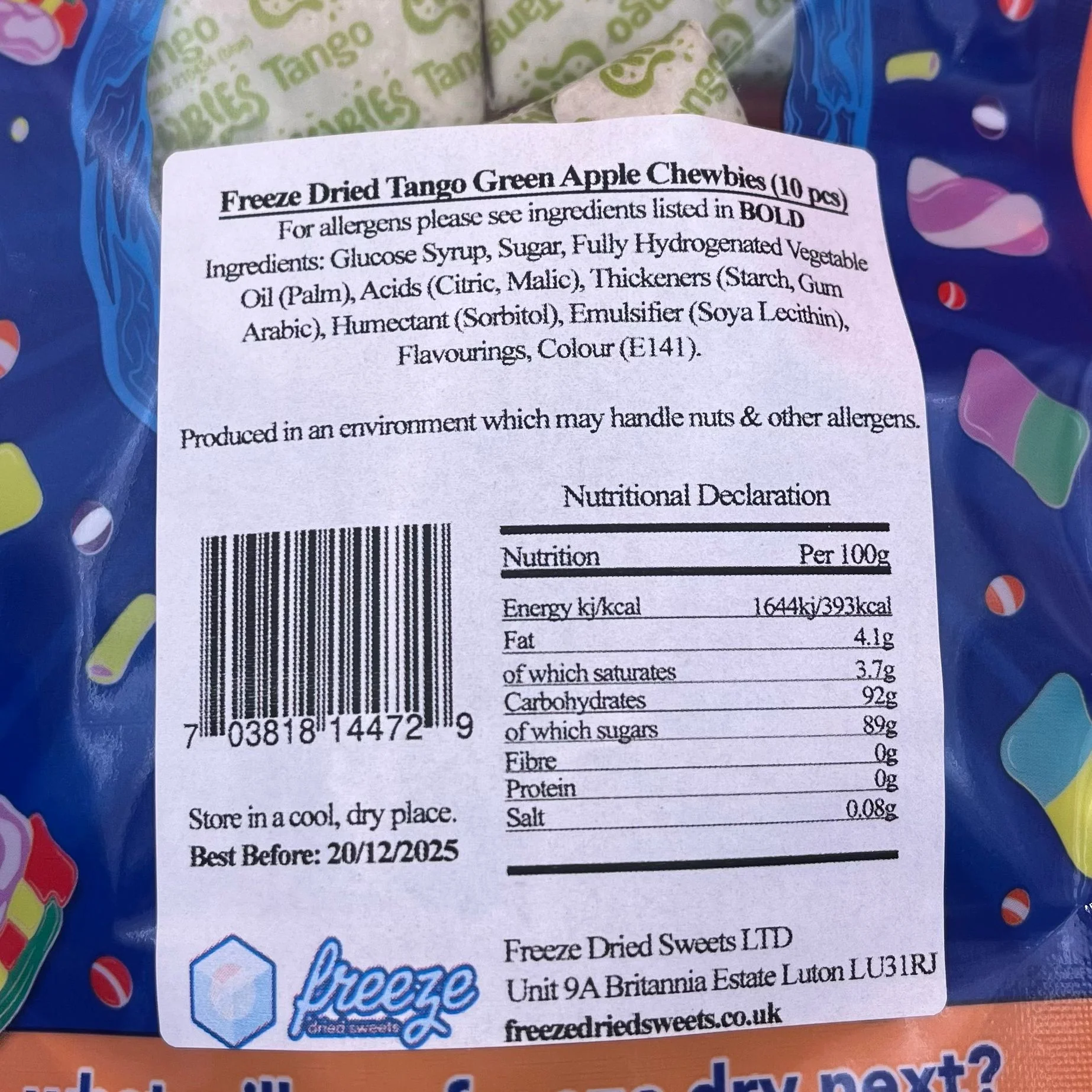 Tango Green Apple Chewbies 10 Pieces - Freeze Dried Sweets - Image 3